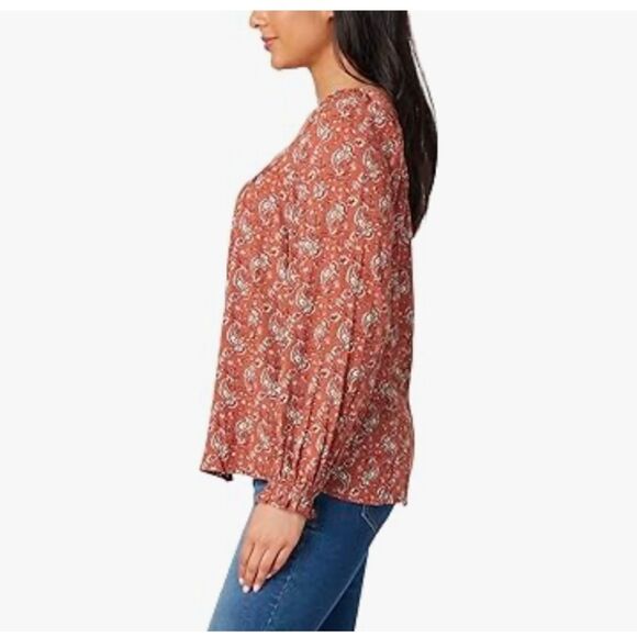 Angels Forever Young Women's Kehlani Square Neck Rayon Long Sleeve Blouse- size - Picture 4 of 7